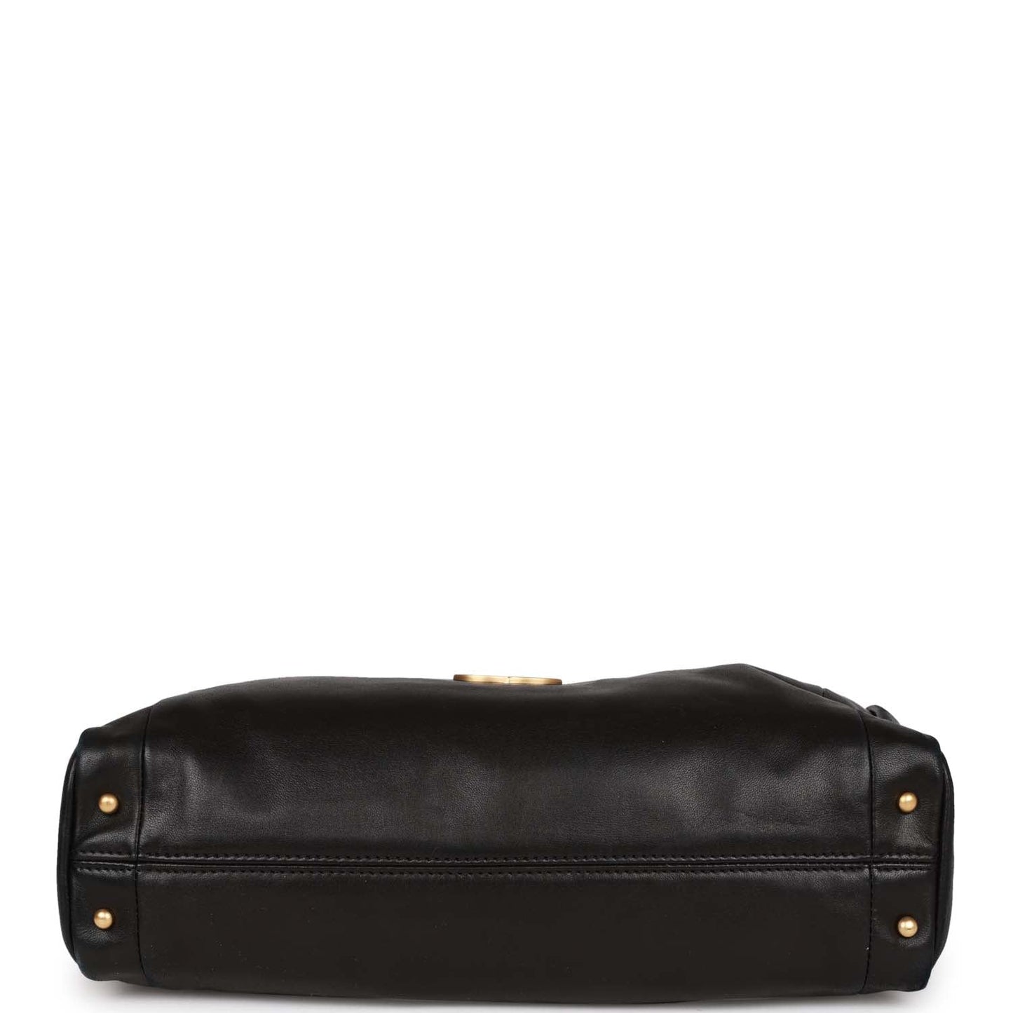 Chanel Vintage "Olsen" Hobo Shoulder Bag Black Lambskin Brushed Gold Hardware