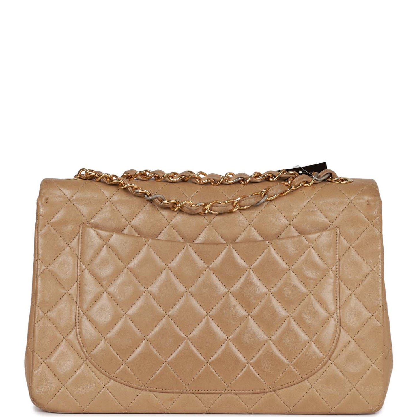 Chanel Vintage XL Maxi Flap Bag Beige Lambskin Gold Hardware
