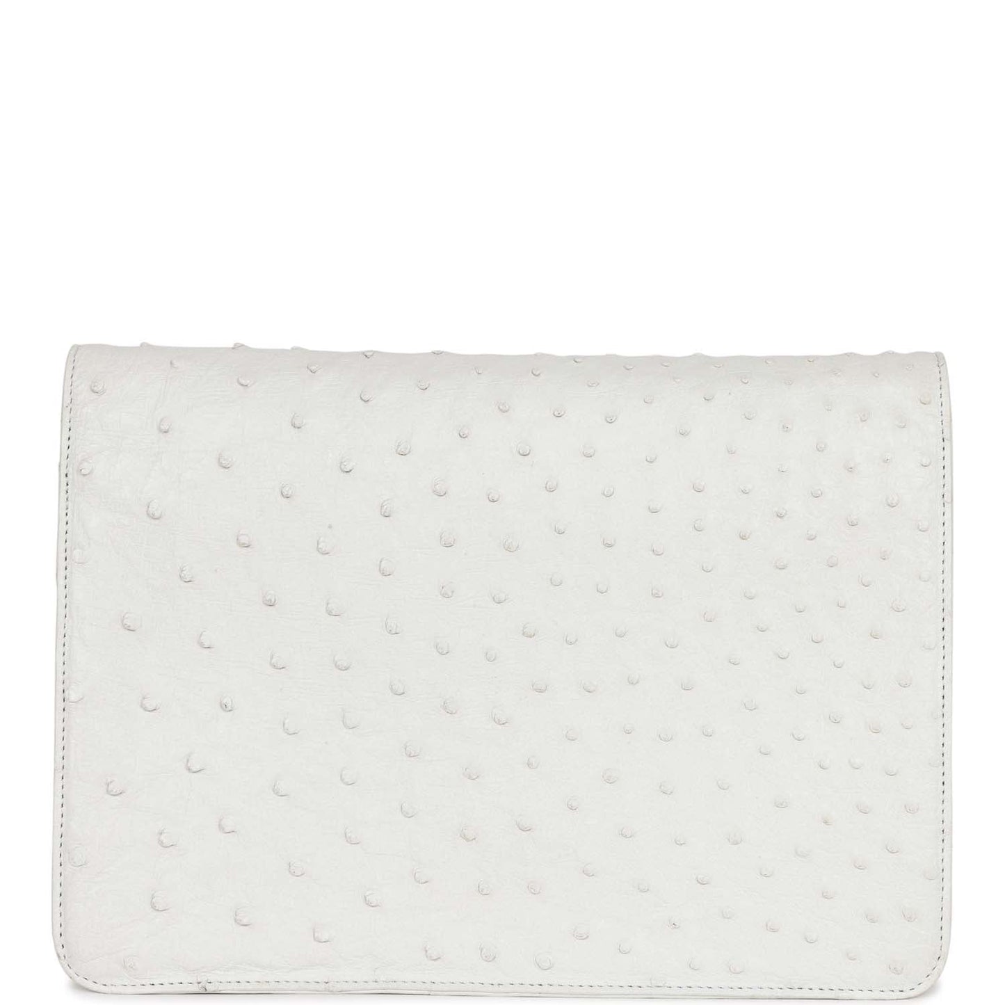 Chanel Vintage Single Flap Bag White Ostrich Gold Hardware