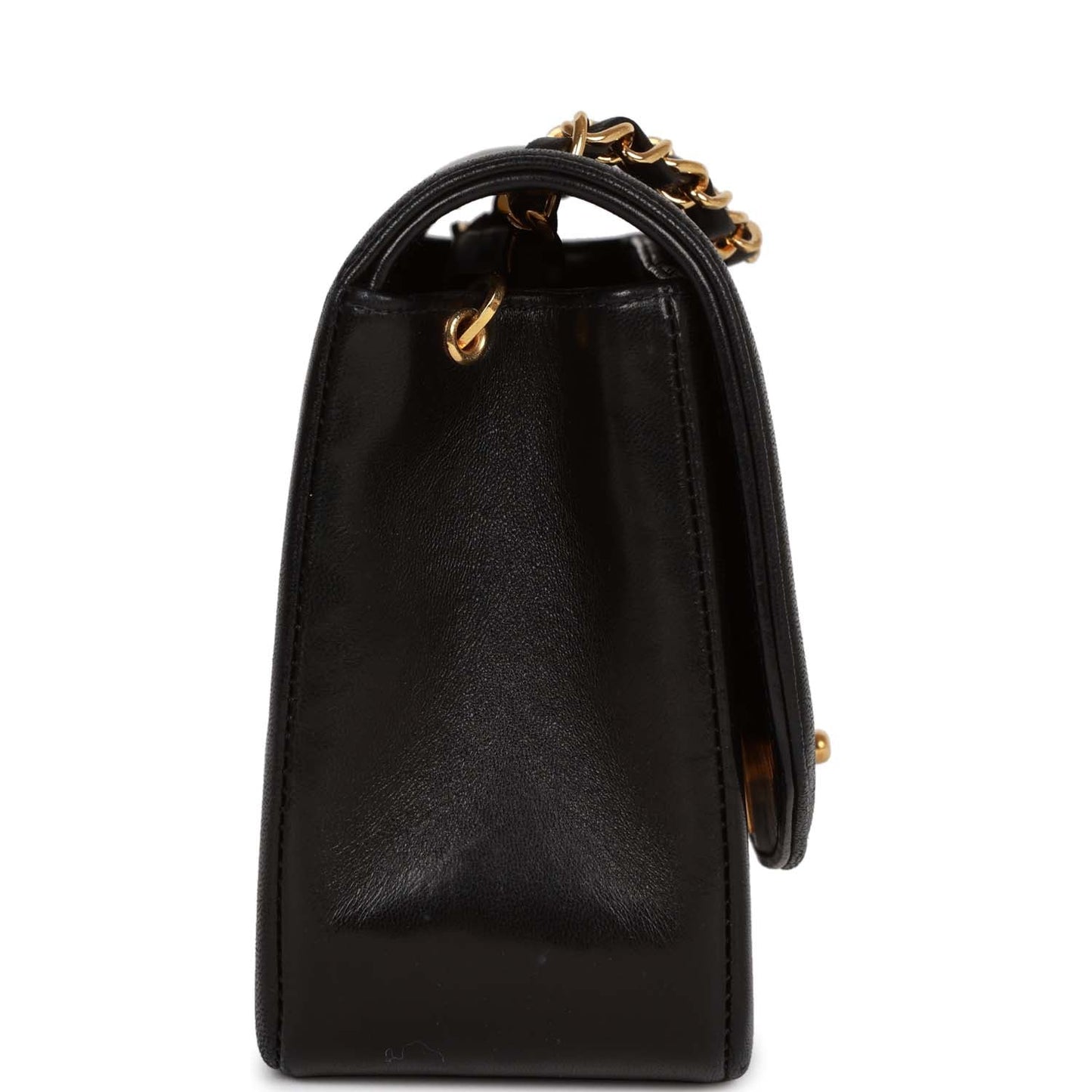 Chanel Vintage Small Diana Flap Bag Black Lambskin Gold Hardware