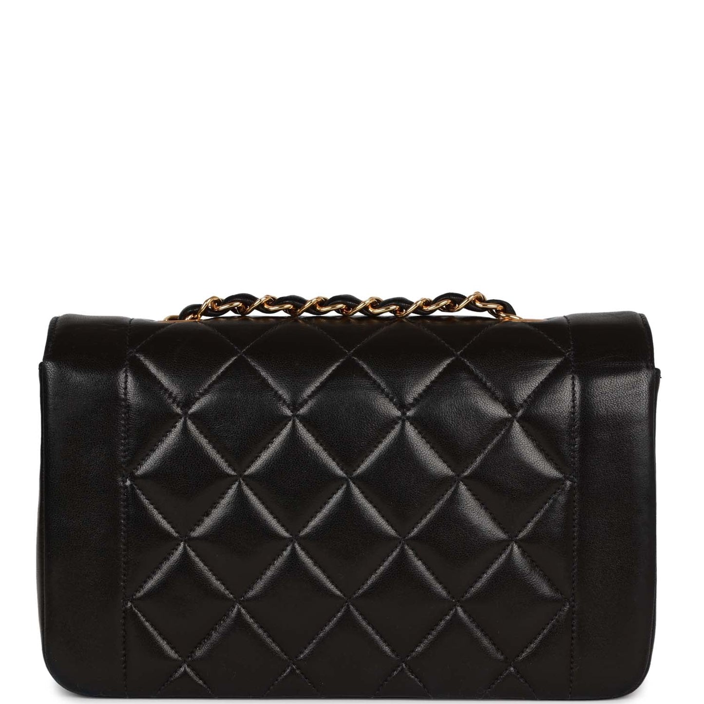Chanel Vintage Small Diana Flap Bag Black Lambskin Gold Hardware