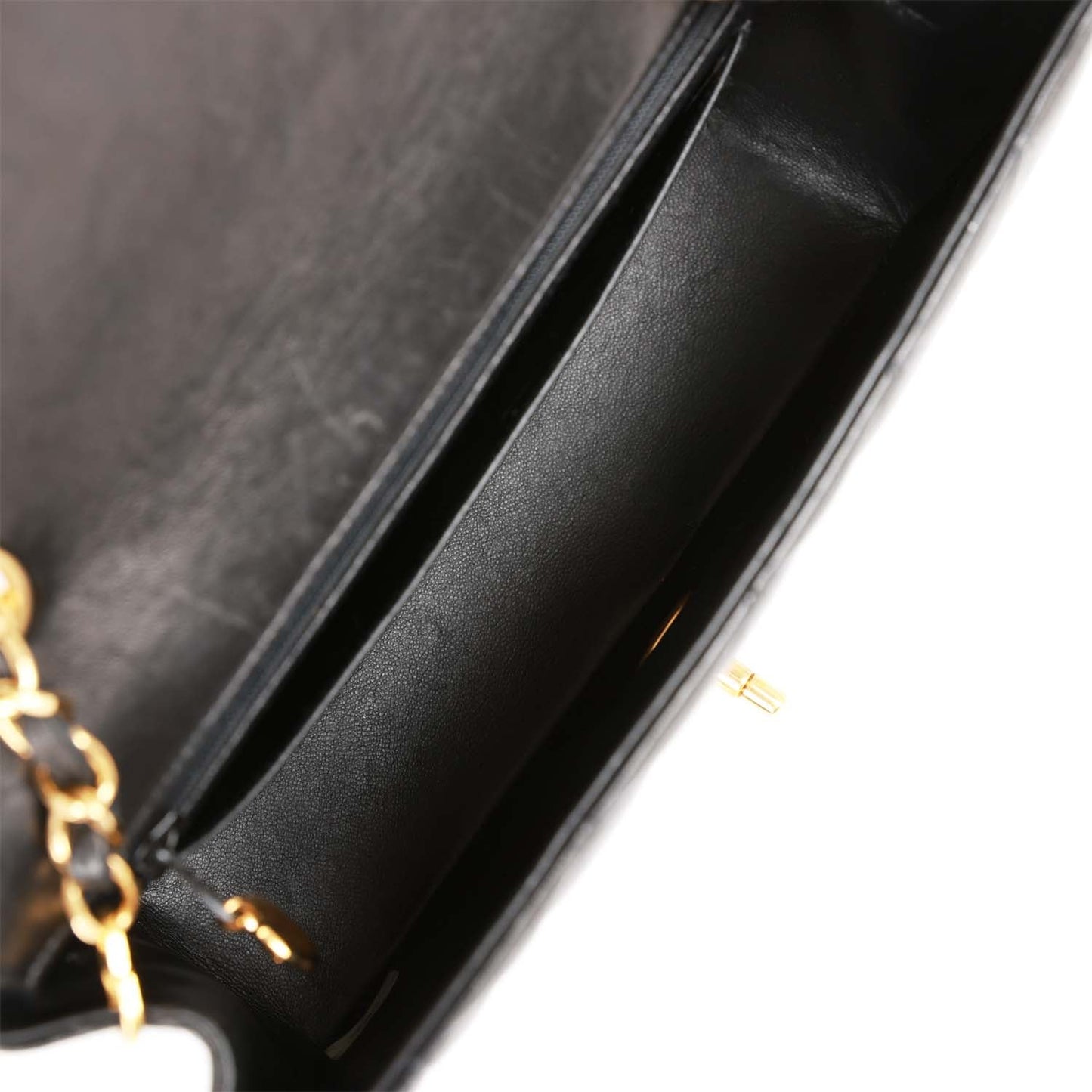 Chanel Vintage Small Diana Flap Bag Black Lambskin Gold Hardware