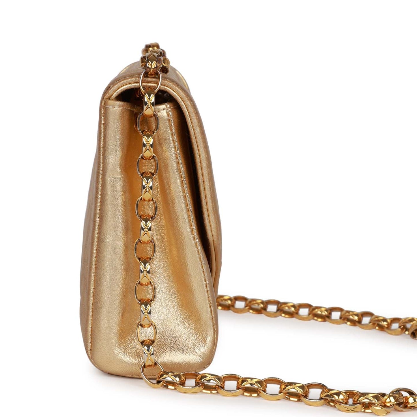 Chanel Vintage Flap Bag Gold Metallic Lambskin Gold Hardware