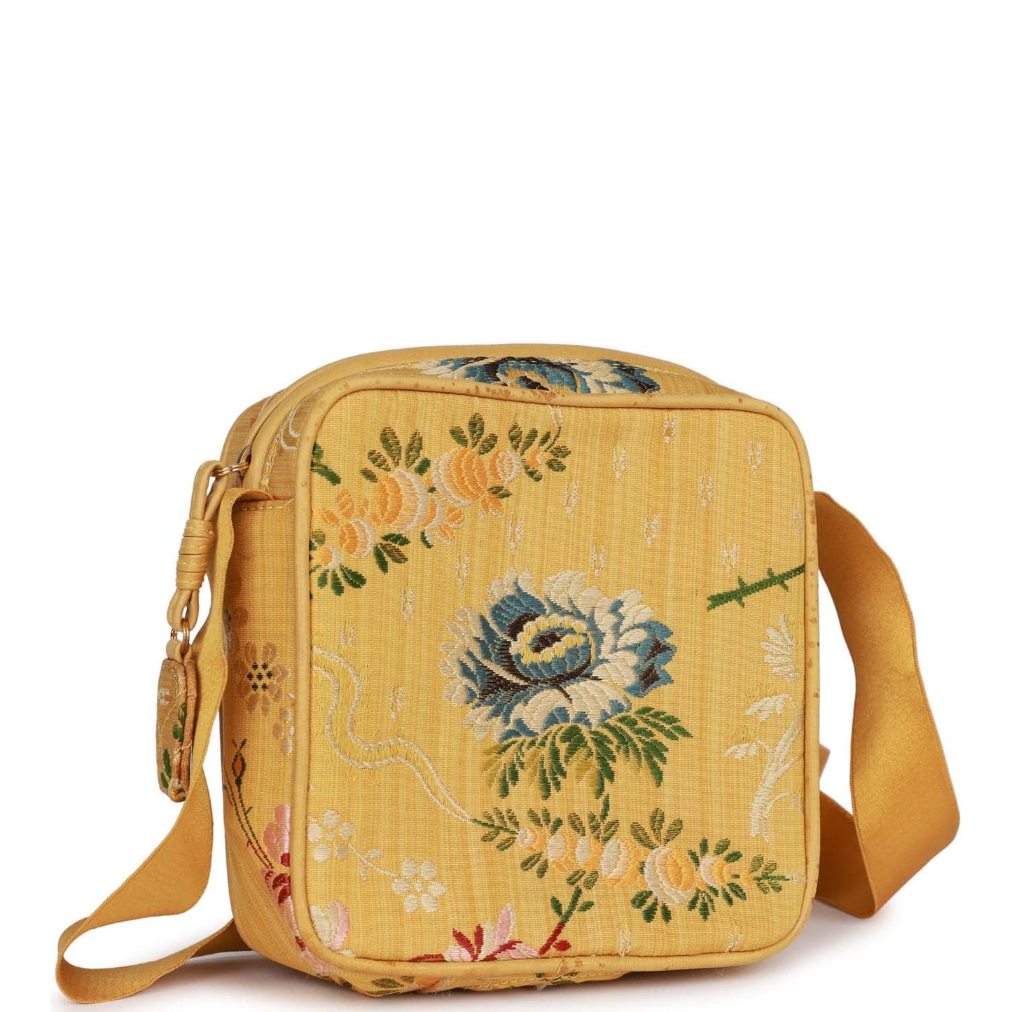 Chanel Vintage Brocade Camera Bag Yellow Silk Gold Hardware