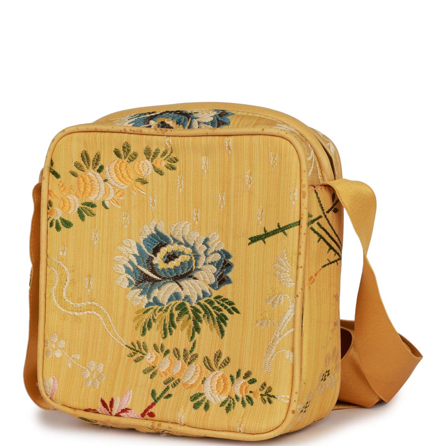Chanel Vintage Brocade Camera Bag Yellow Silk Gold Hardware