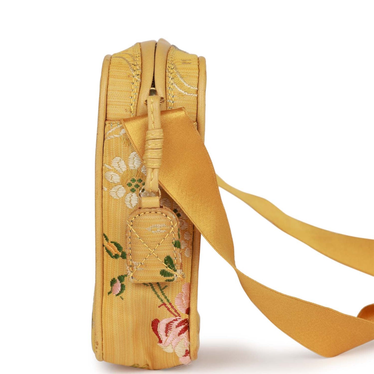 Chanel Vintage Brocade Camera Bag Yellow Silk Gold Hardware