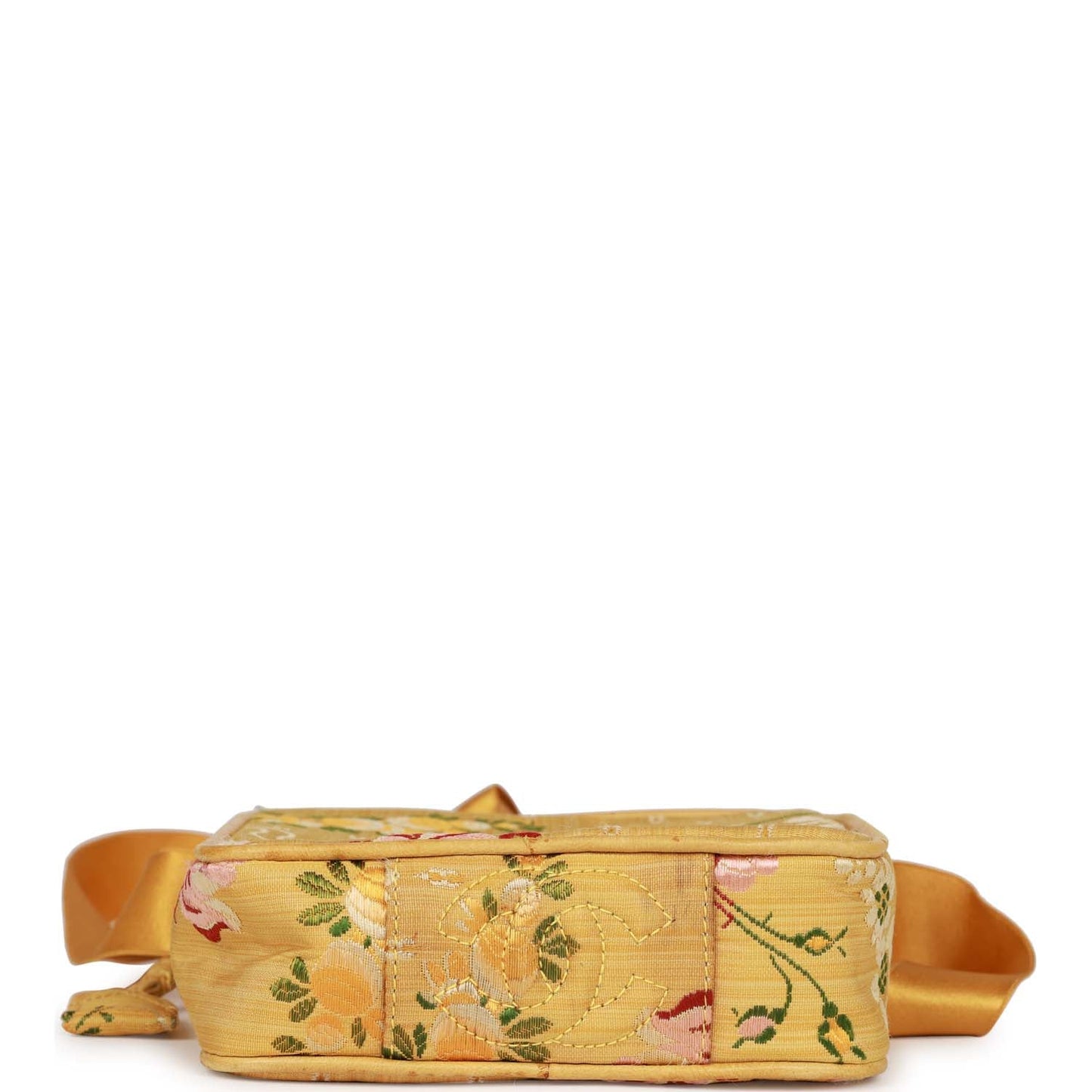 Chanel Vintage Brocade Camera Bag Yellow Silk Gold Hardware