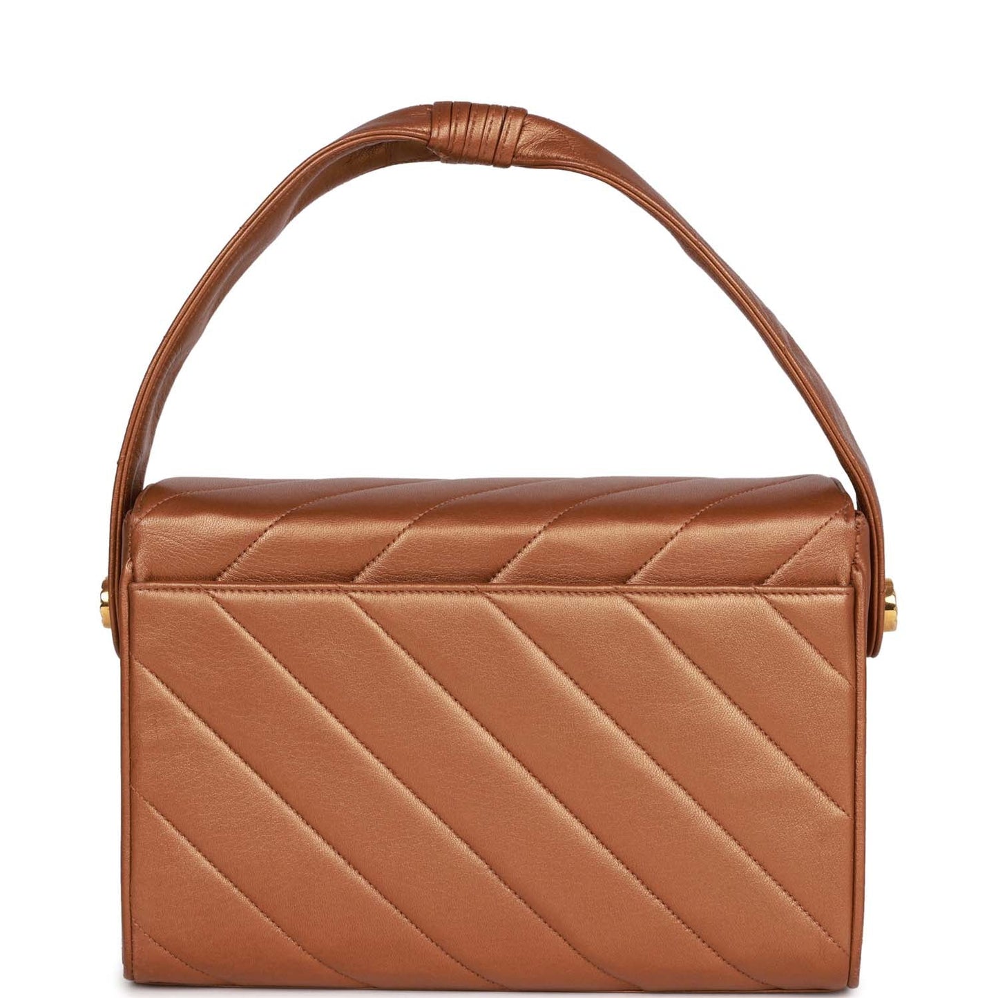 Chanel Vintage Flap Bag Bronze Diagonal Quilted Calfskin Gold Hardware