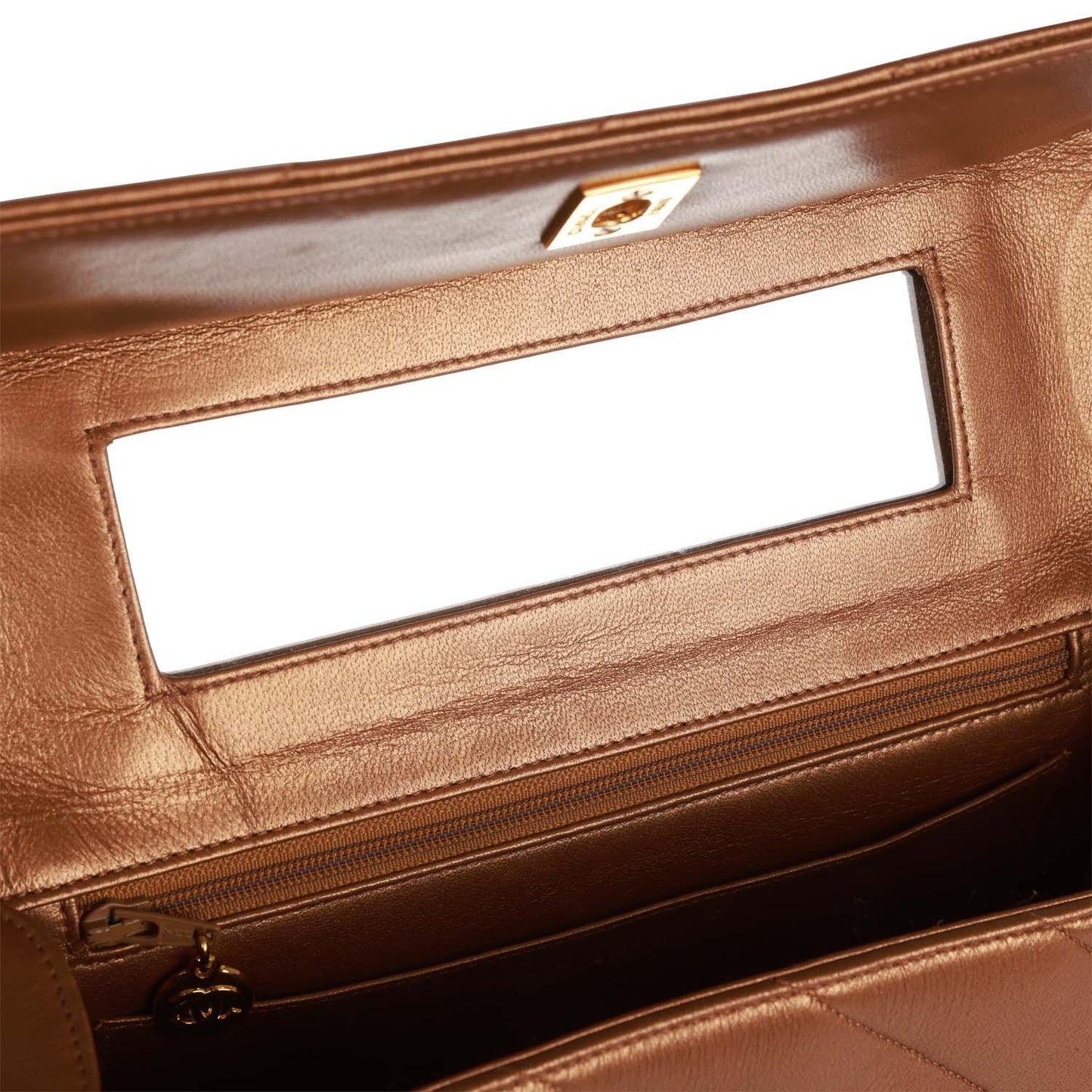 Chanel Vintage Flap Bag Bronze Diagonal Quilted Calfskin Gold Hardware