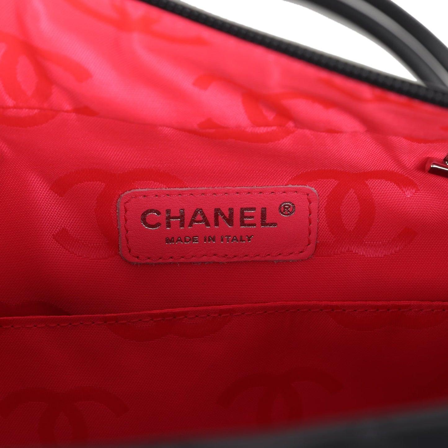 Chanel Vintage Large Cambon Ligne Reporter Bag Black and White Lambskin Silver Hardware