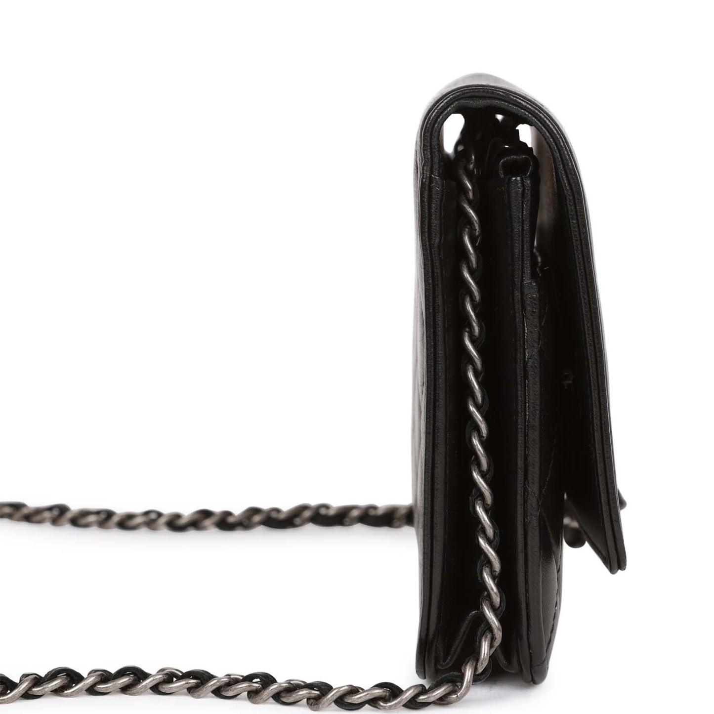 Chanel Wallet on Chain WOC Boy Black Lambskin Aged Silver Hardware