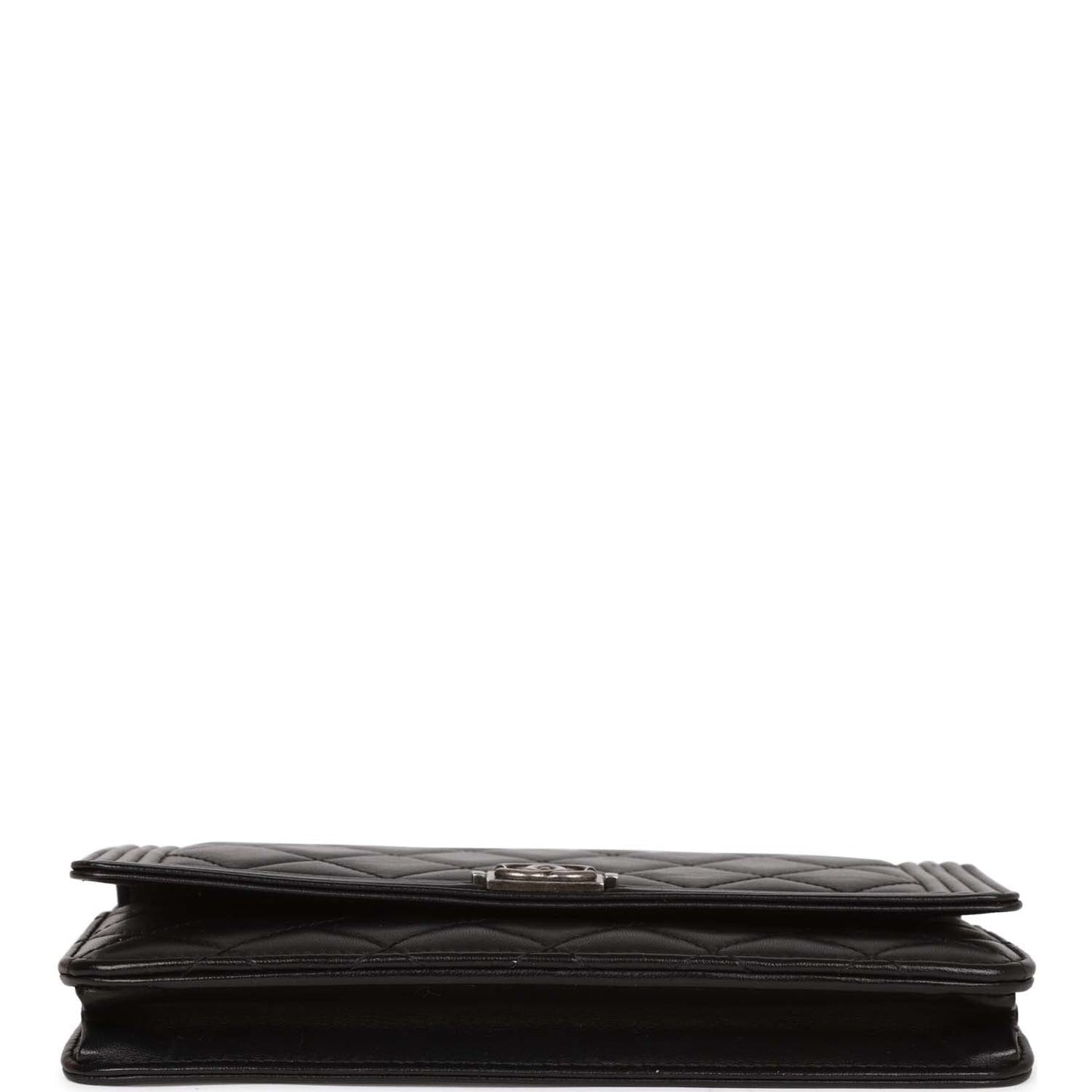 Chanel Wallet on Chain WOC Boy Black Lambskin Aged Silver Hardware
