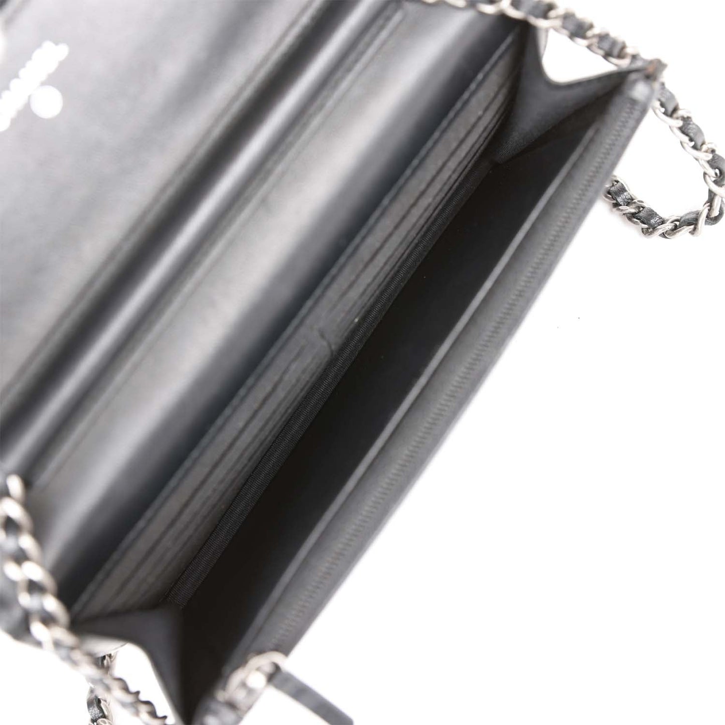 Chanel Wallet on Chain WOC Boy Black Lambskin Aged Silver Hardware
