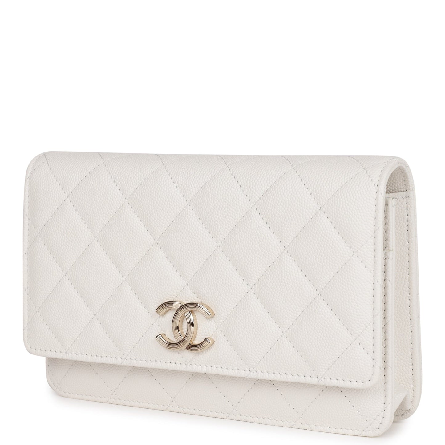 Chanel Wallet on Chain WOC White Caviar Light Gold Hardware