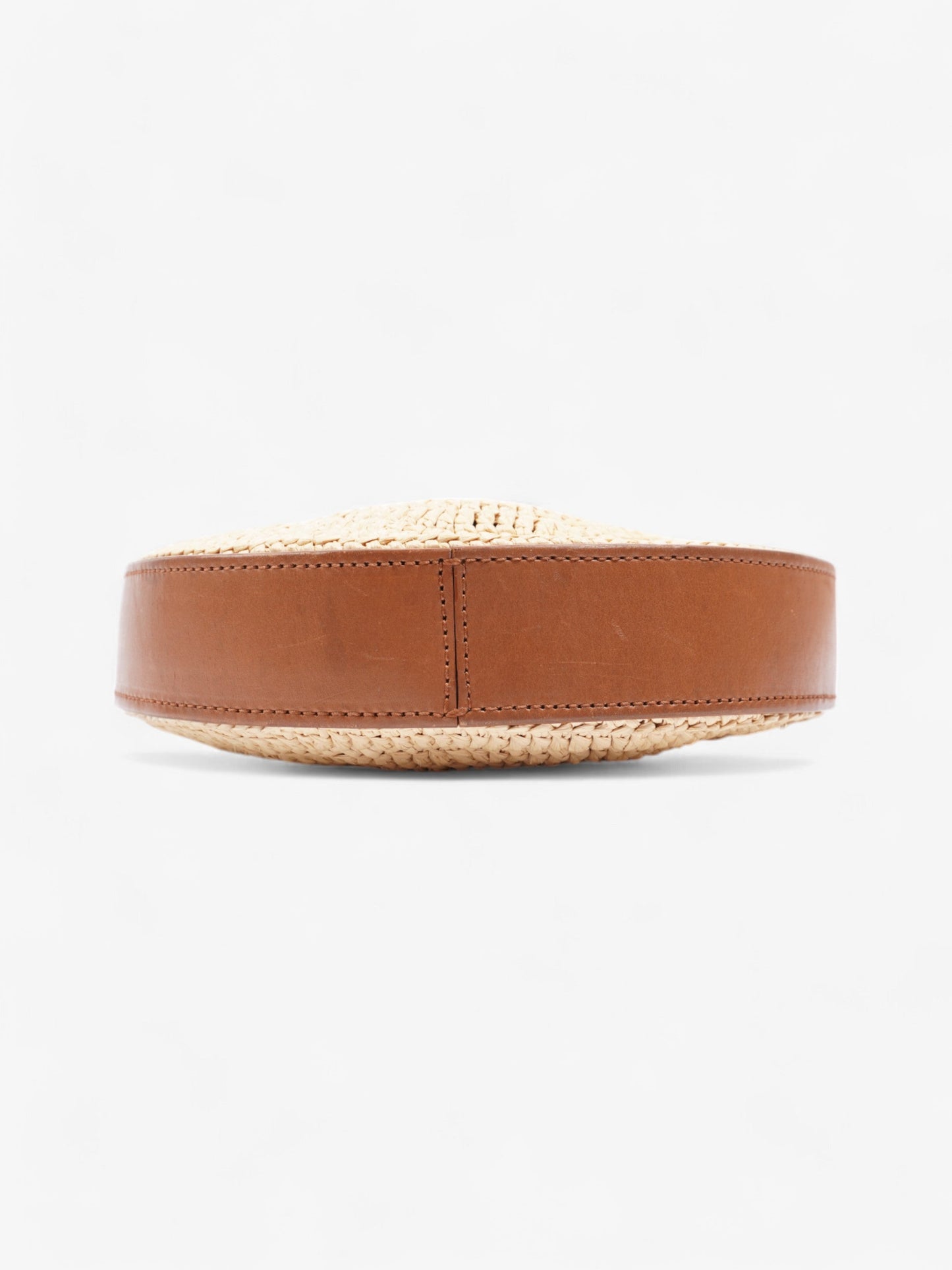 Saint Laurent Raffia Round Crossbody Bag Brown / Straw  Straw, Leather