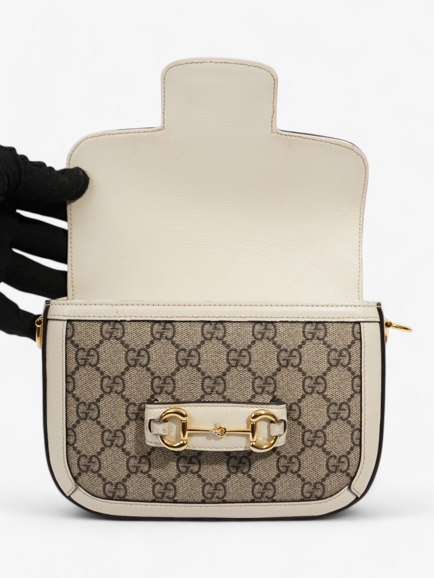 Gucci Horsebit 1955 Mini Bag White / Monogram Coated Canvas