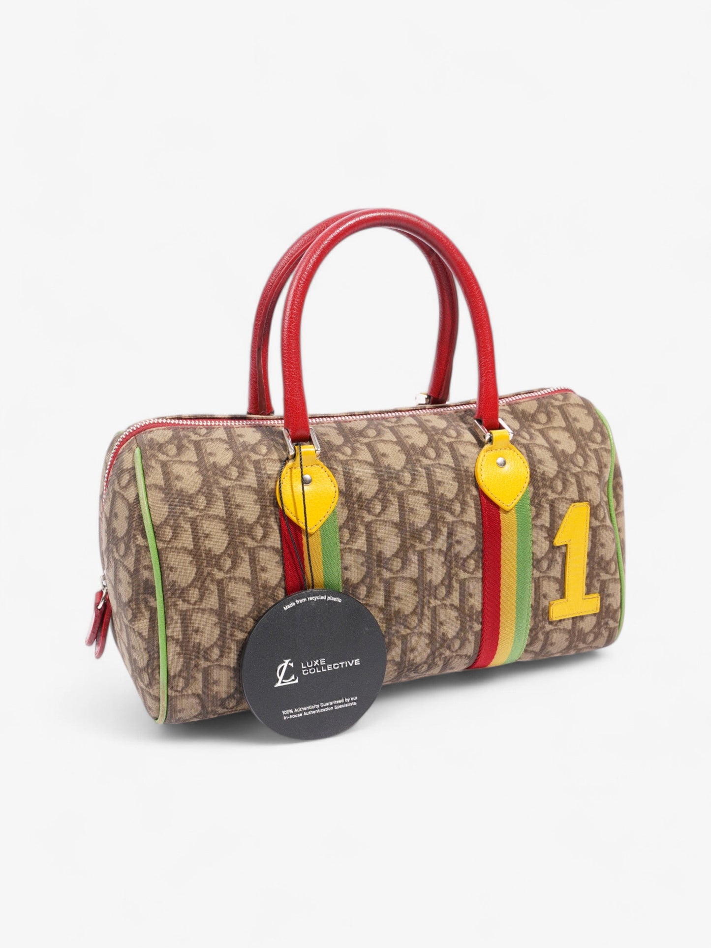 Christian Dior Boston Diorissimo Canvas Bag Monogram / Red Coated Canvas