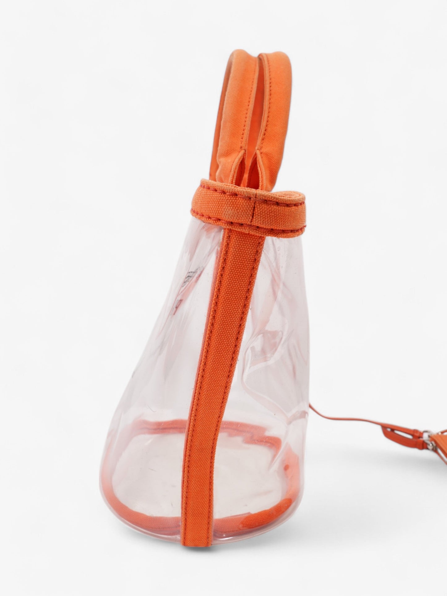 Prada PVC Clear Logo-Print Tote Orange / Clear PVC