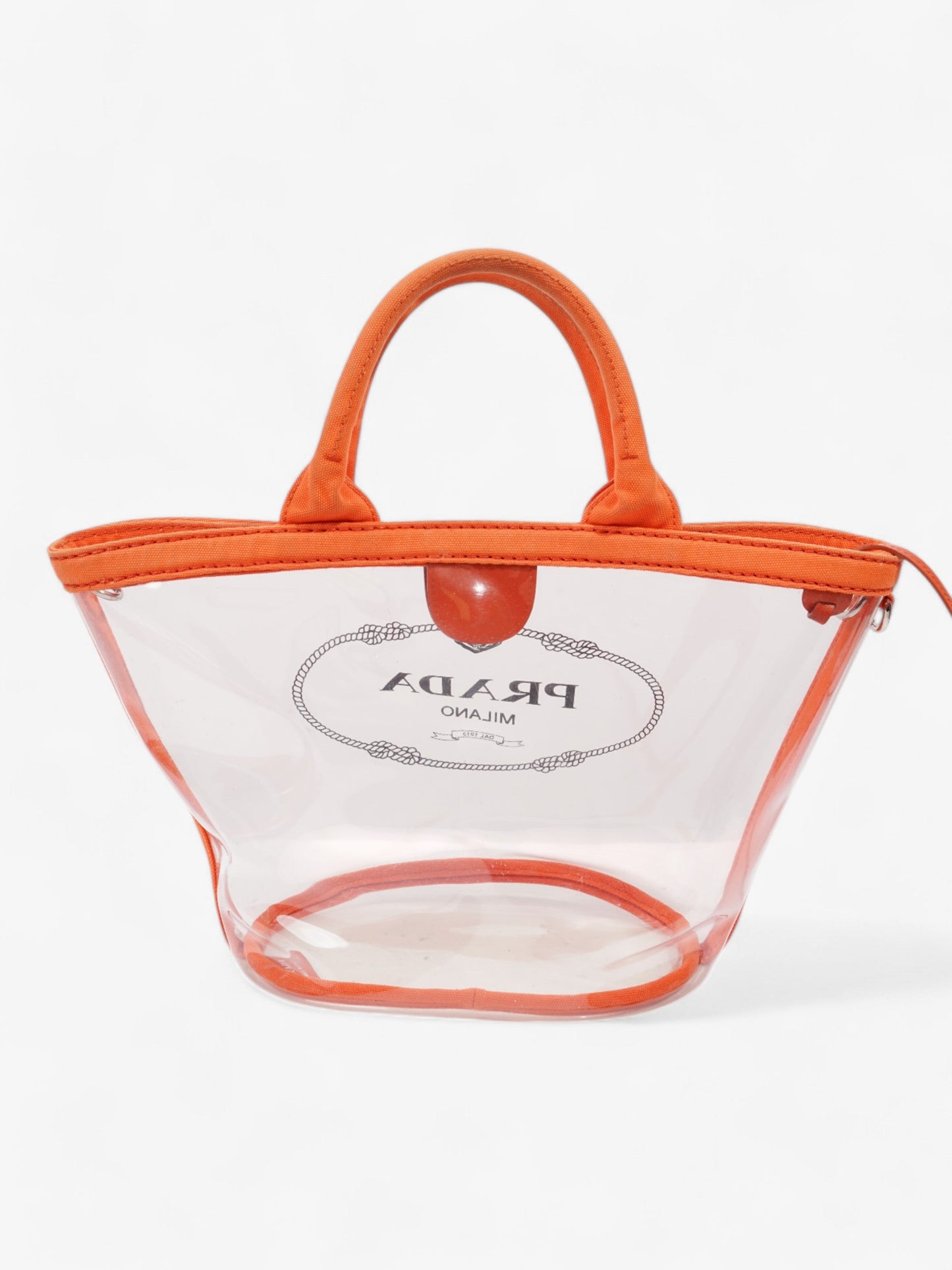 Prada PVC Clear Logo-Print Tote Orange / Clear PVC