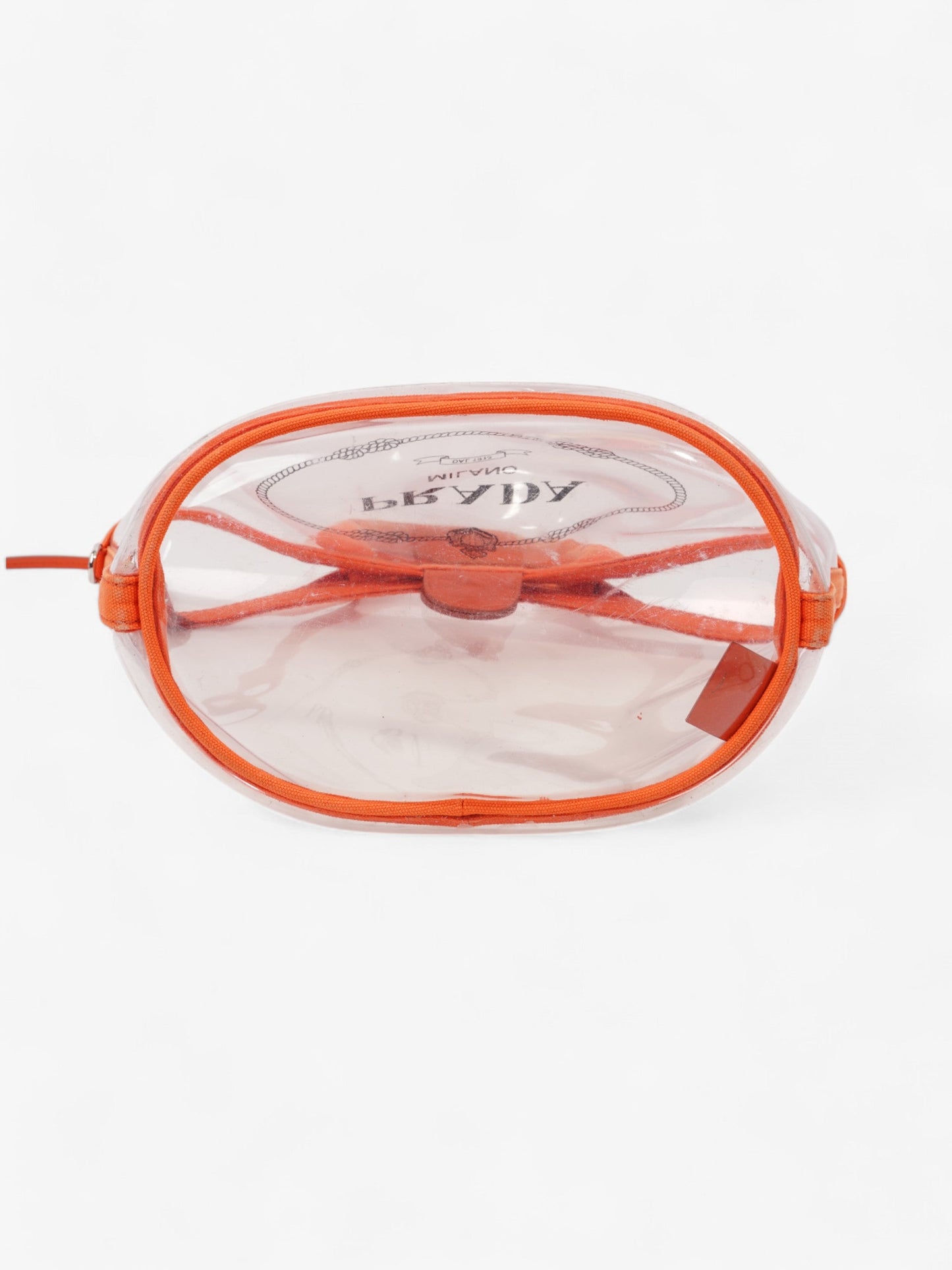 Prada PVC Clear Logo-Print Tote Orange / Clear PVC