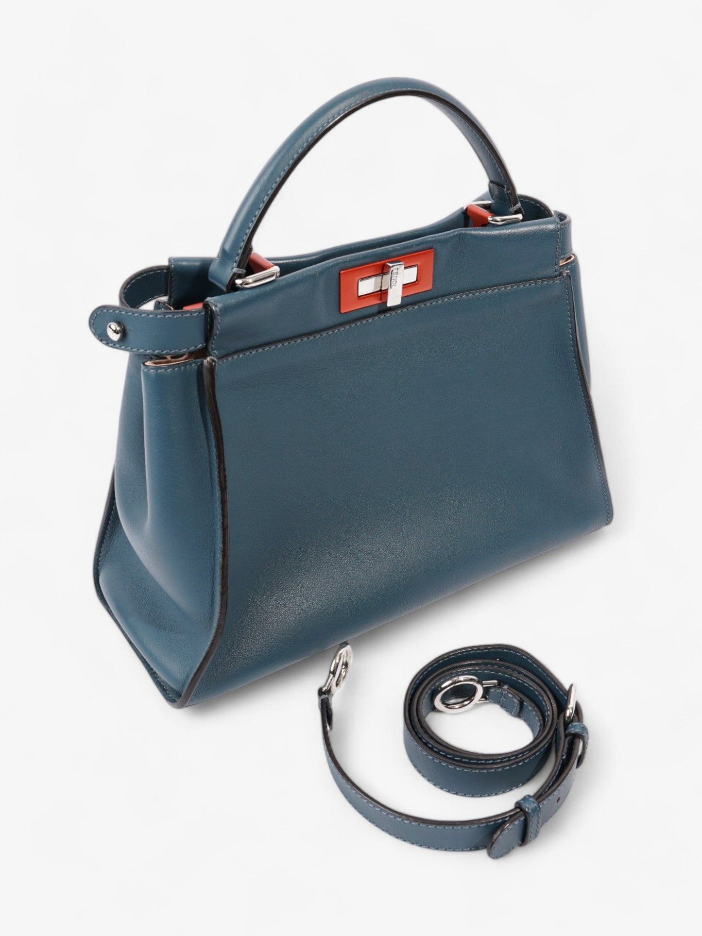 Fendi Peekaboo Handbag Blue / Orange Leather