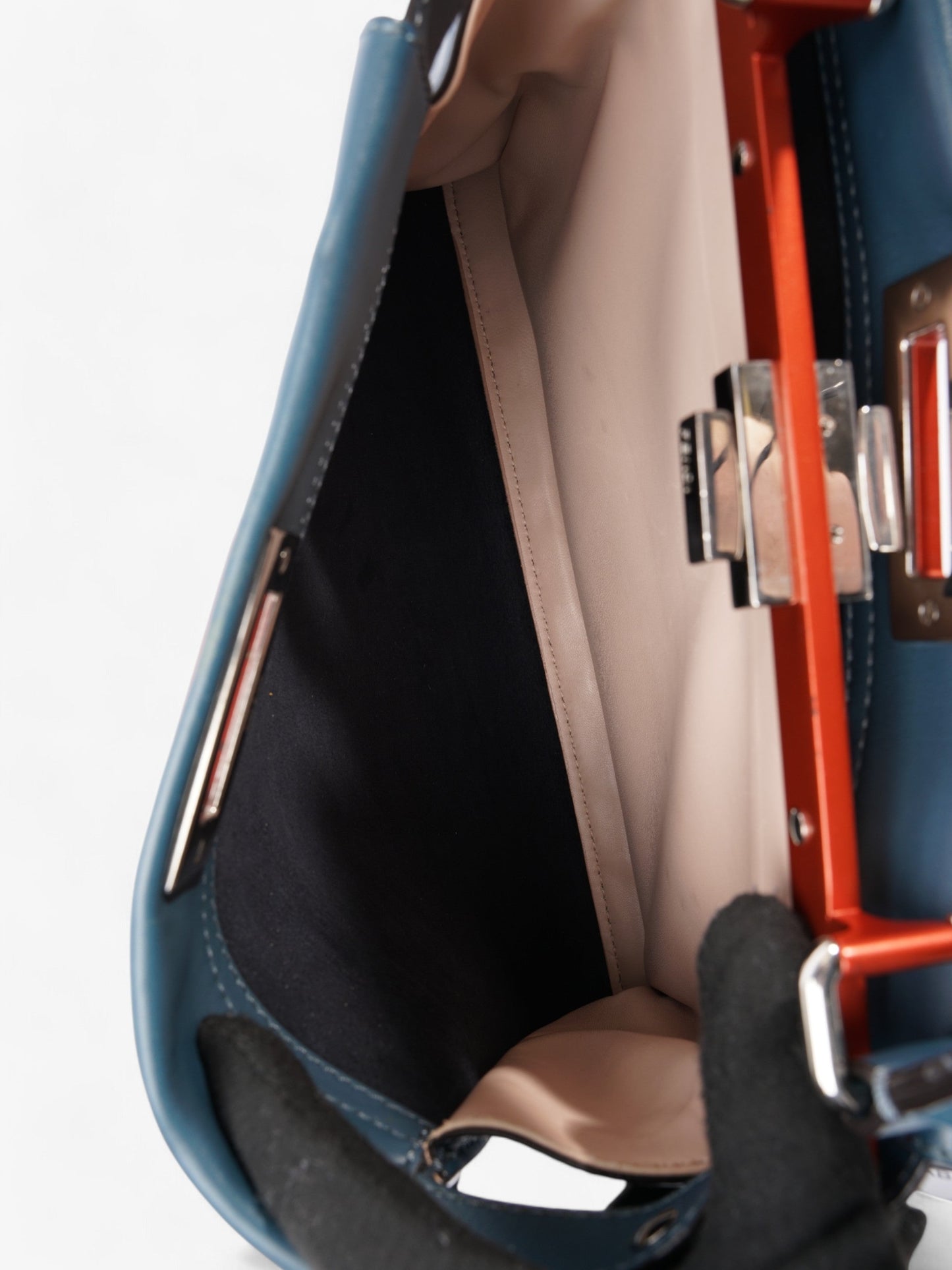 Fendi Peekaboo Handbag Blue / Orange Leather