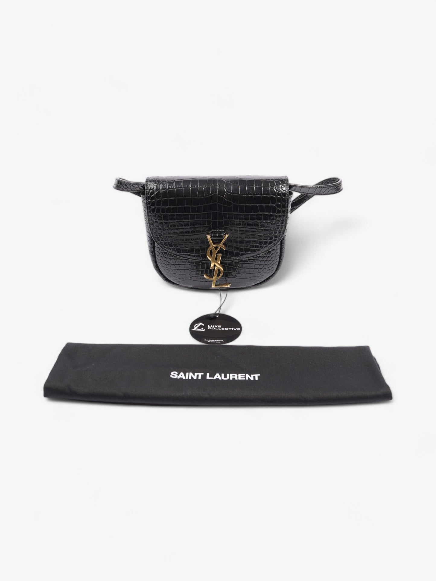 Saint Laurent Kaia Shoulder Bag Black Embossed Leather Small