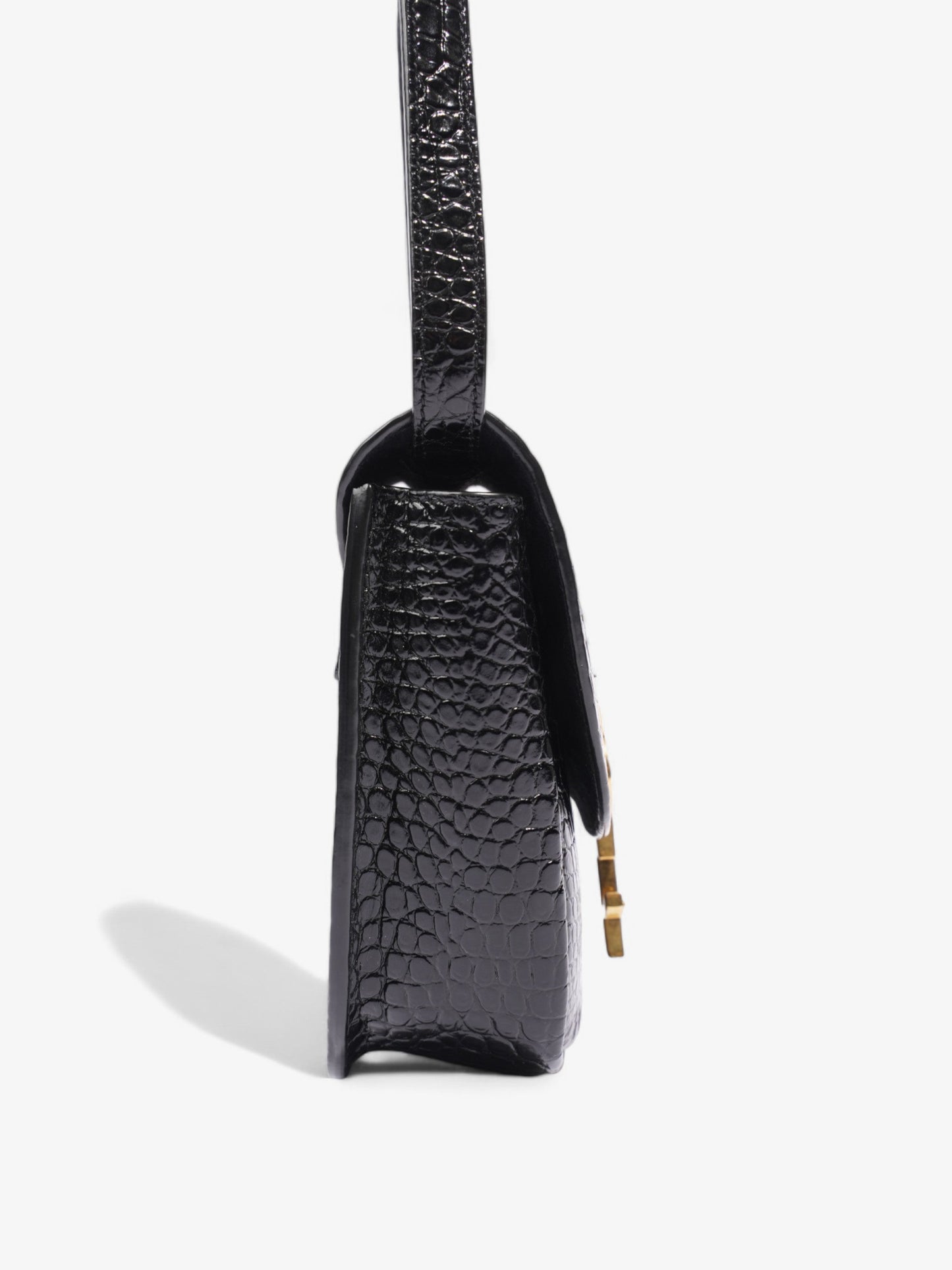 Saint Laurent Kaia Shoulder Bag Black Embossed Leather Small