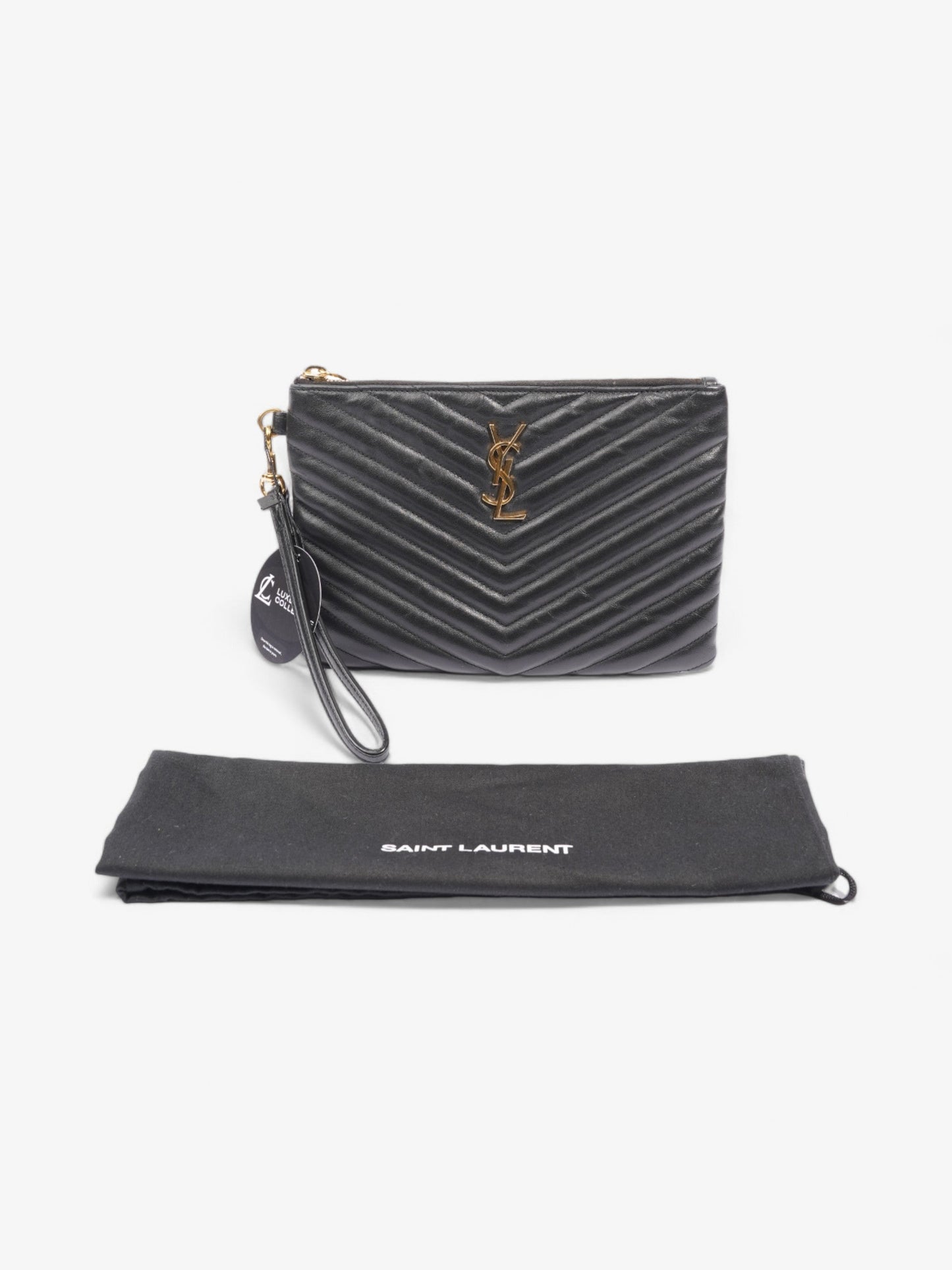 Saint Laurent Monogram Wristlet Black Leather