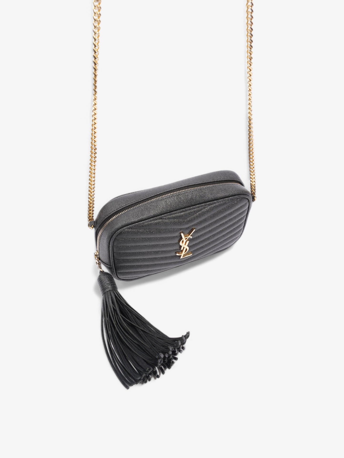 Saint Laurent Lou Crossbody Black Grained Leather Mini