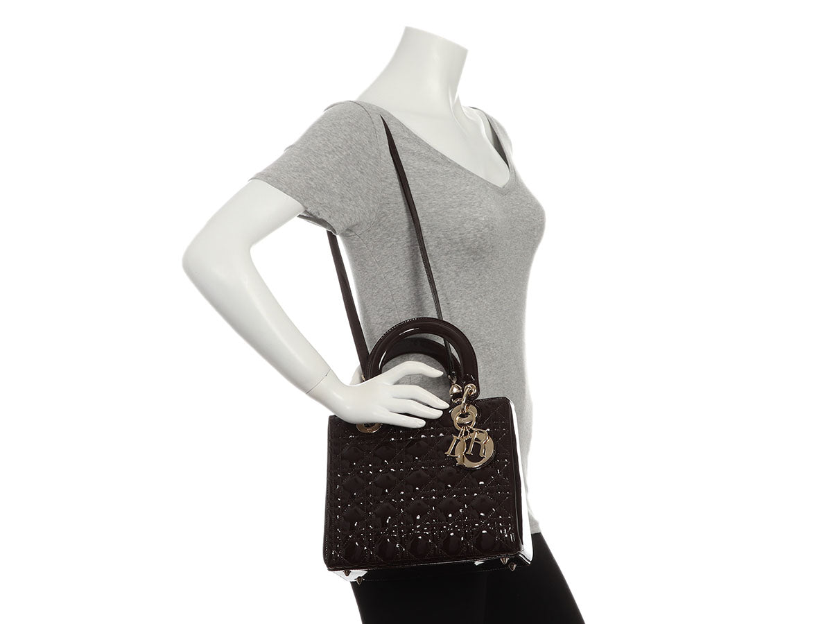 Dior Small Brown Patent Lady Dior
