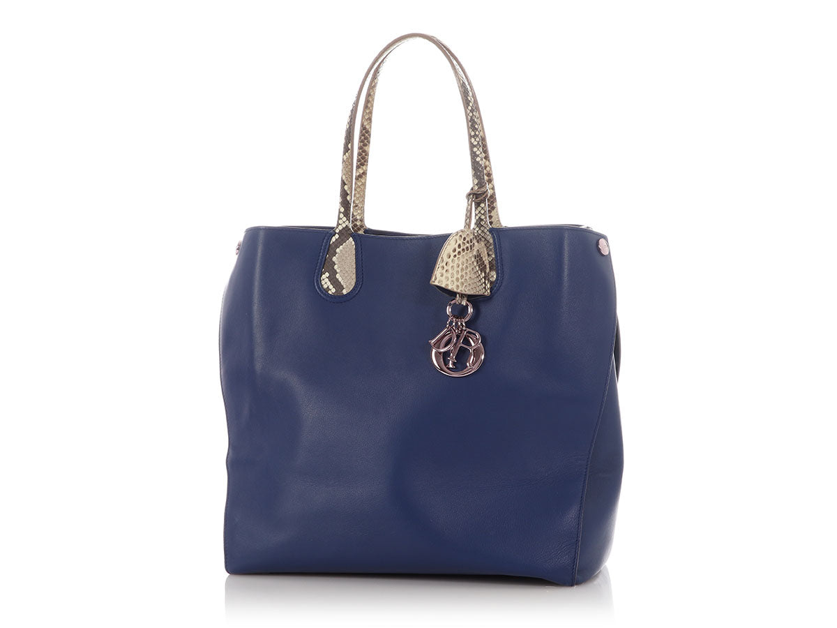 Dior Blue Python Trimmed Vertical Dioraddict Tote