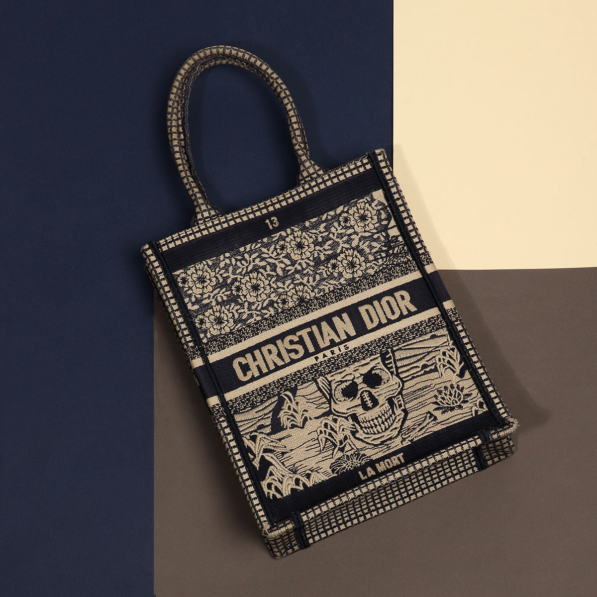 Dior Blue Embroidered La Mort Tarot Vertical Book Tote