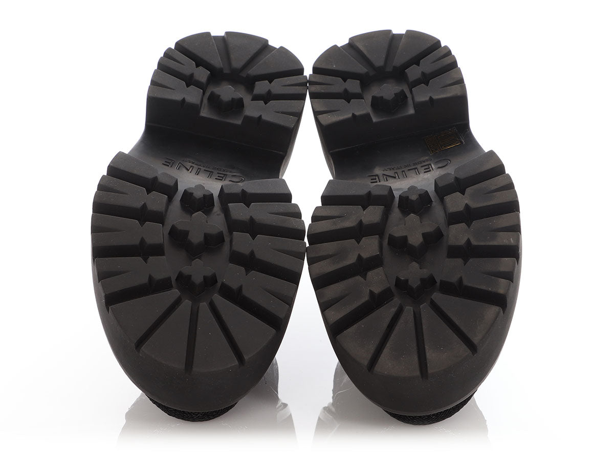 Celine Black Sequin Lug-Sole Derby Shoes