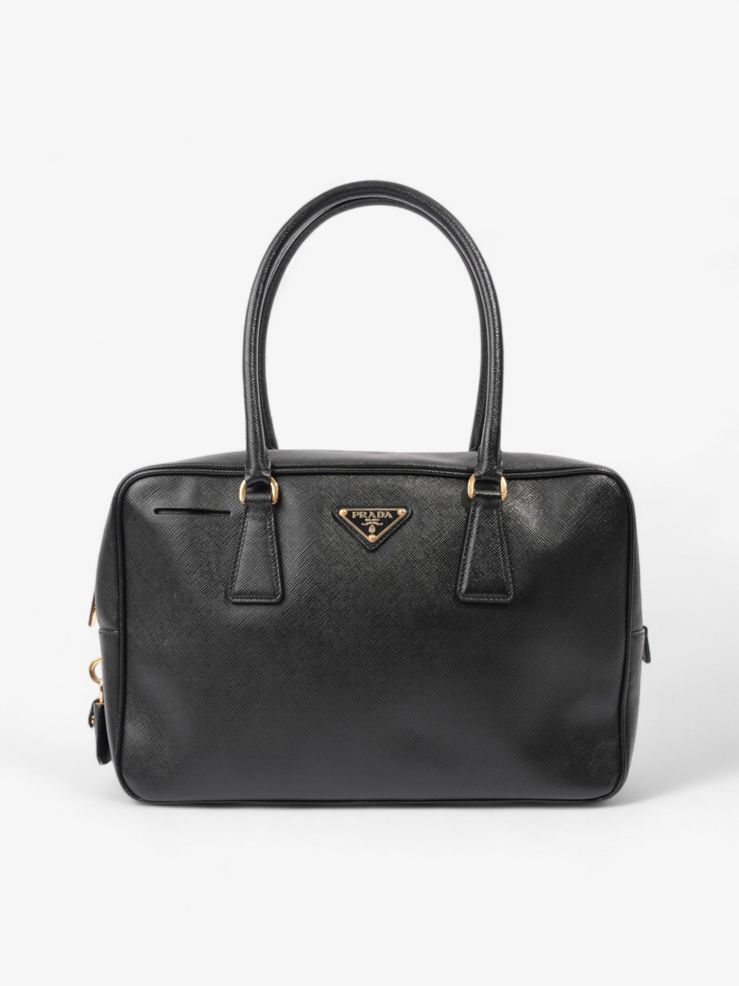 Prada Bauletto Tote Bag Black Saffiano Leather