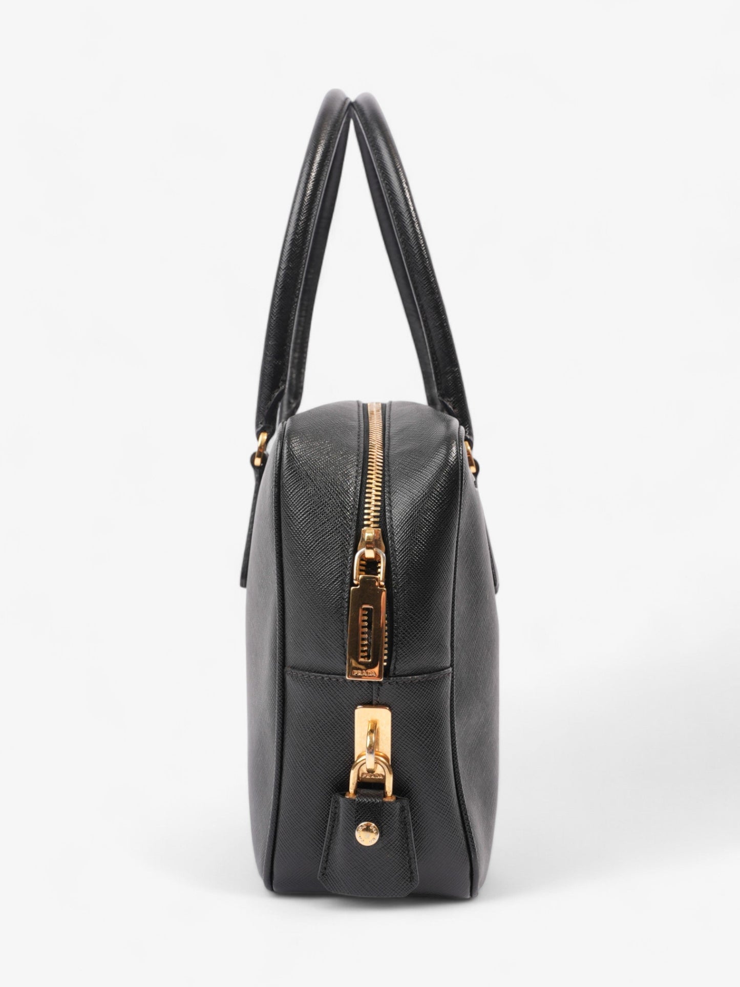 Prada Bauletto Tote Bag Black Saffiano Leather