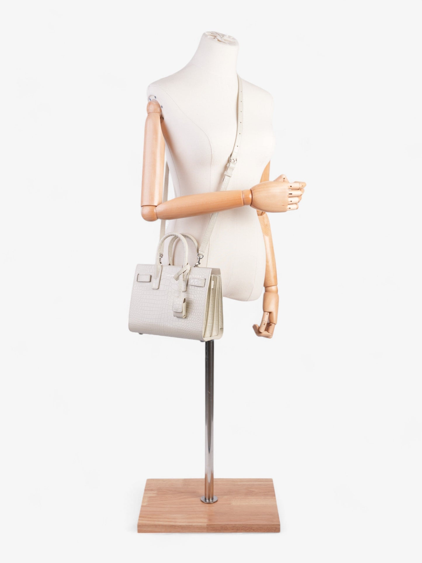Saint Laurent Sac De Jour Off White Embossed Leather Nano