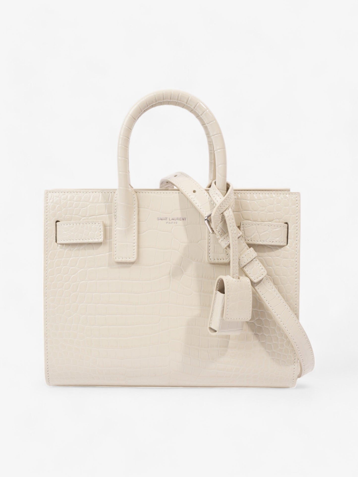 Saint Laurent Sac De Jour Off White Embossed Leather Nano
