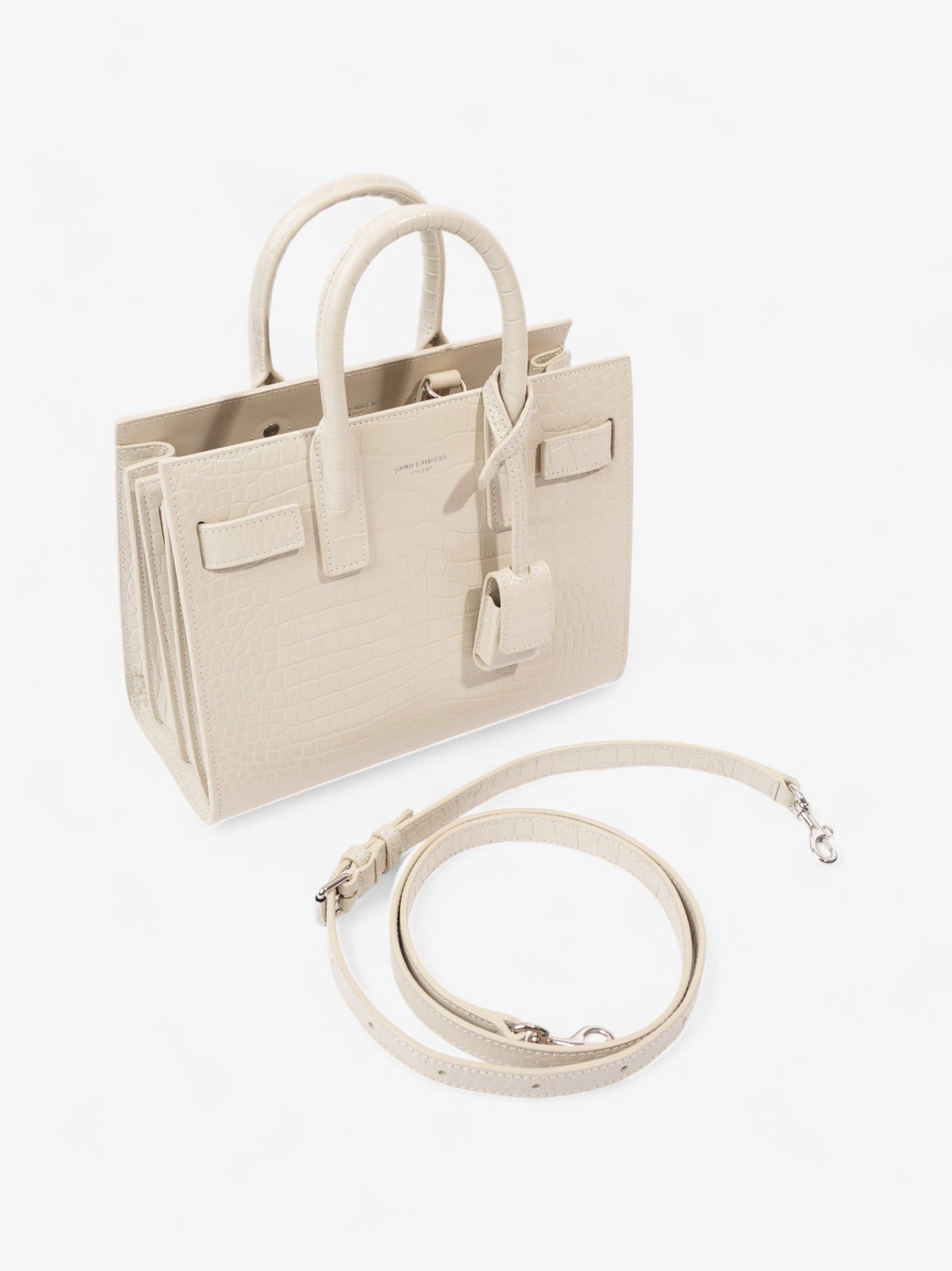Saint Laurent Sac De Jour Off White Embossed Leather Nano