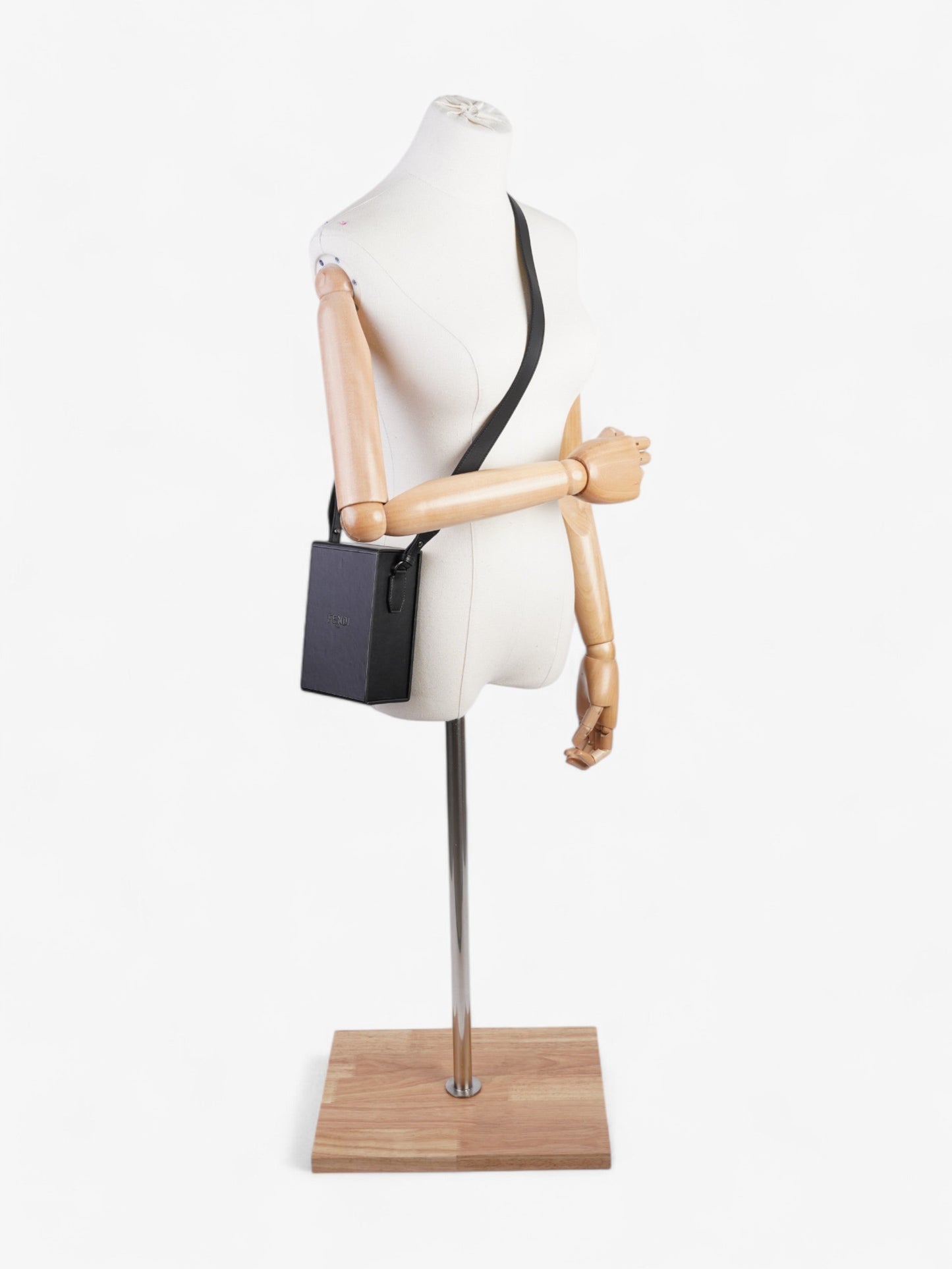 Fendi Box Vertical Messenger Black Calfskin Leather