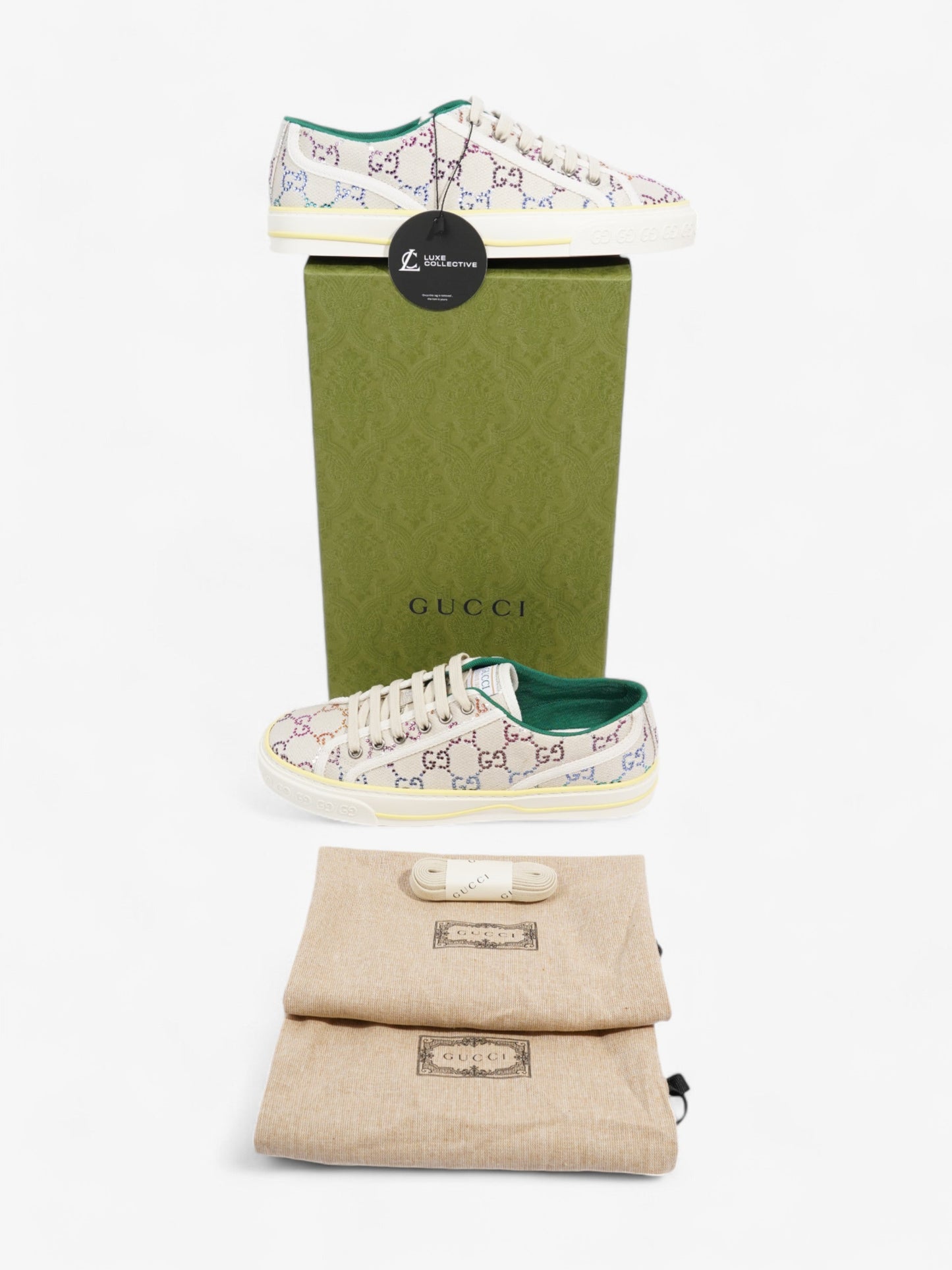Gucci Crystal GG Tennis 1977 White / Multicoloured Canvas EU 38.5 UK 5.5