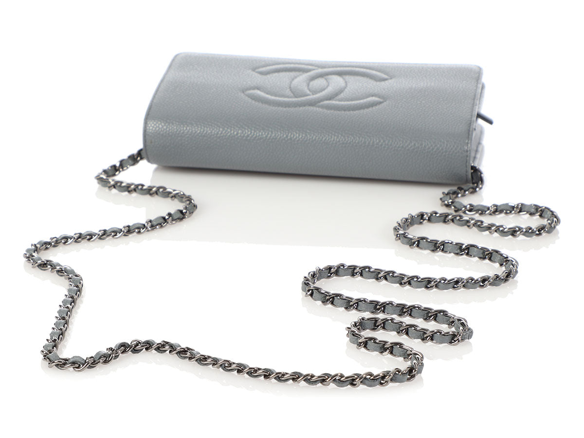 Chanel Gray Caviar Timeless Wallet on a Chain WOC