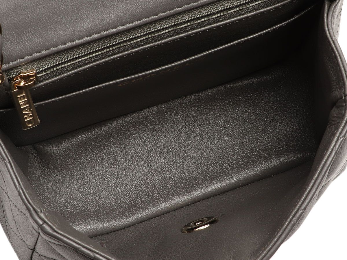 Chanel Mini Dark Gray Lambskin Classic