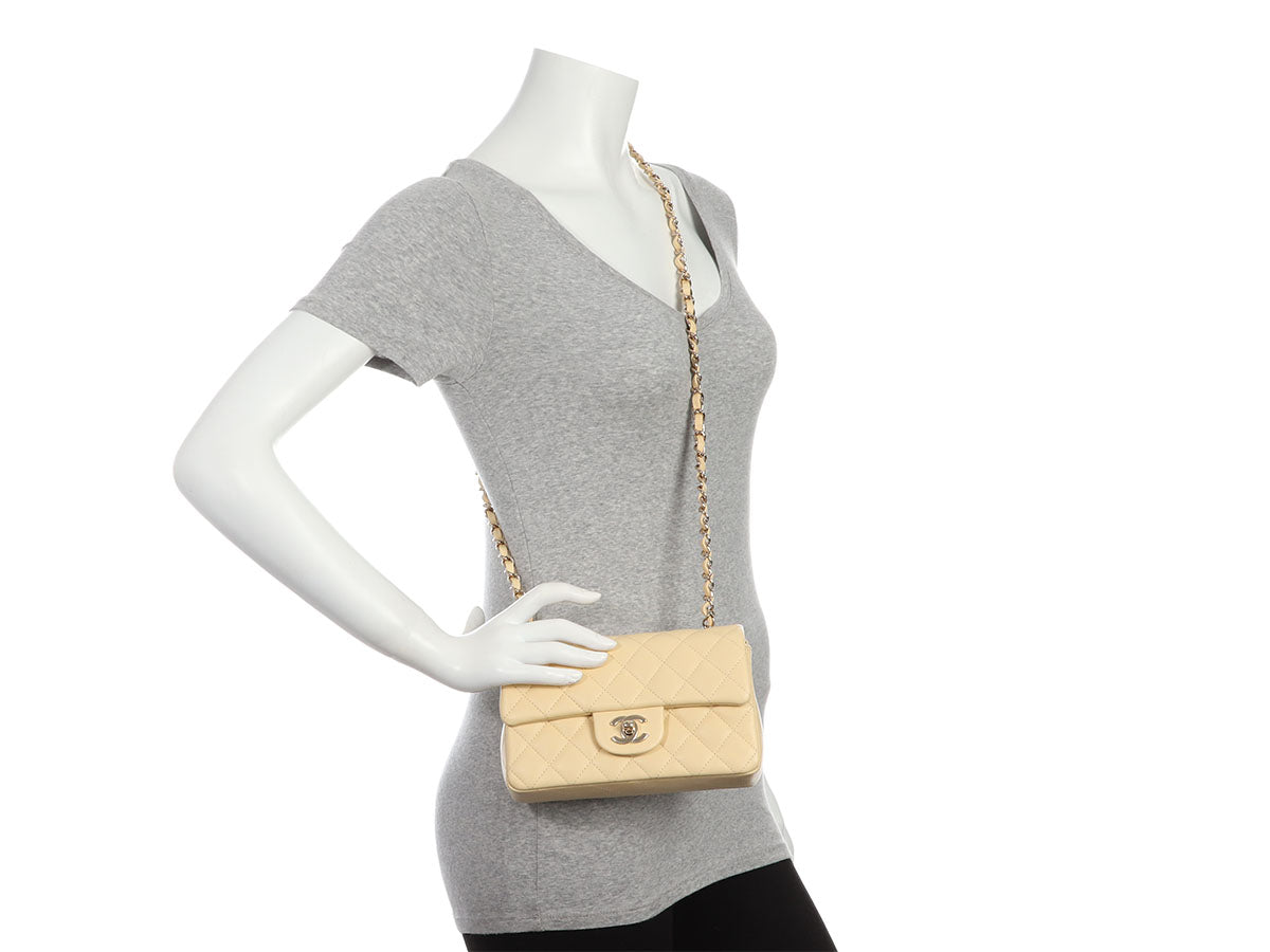 Chanel Mini Light Yellow Quilted Calfskin Classic