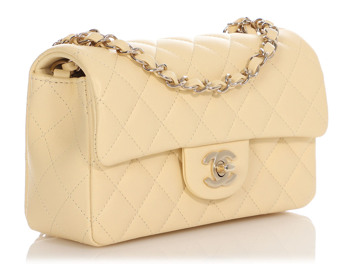 Chanel Mini Light Yellow Quilted Calfskin Classic
