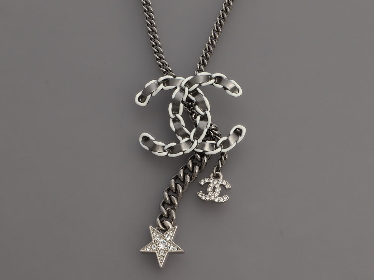 Chanel Logo Necklace & Pierced Earrings Set