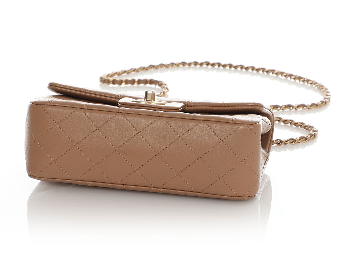 Chanel Mini Beige Quilted Lambskin Top Handle