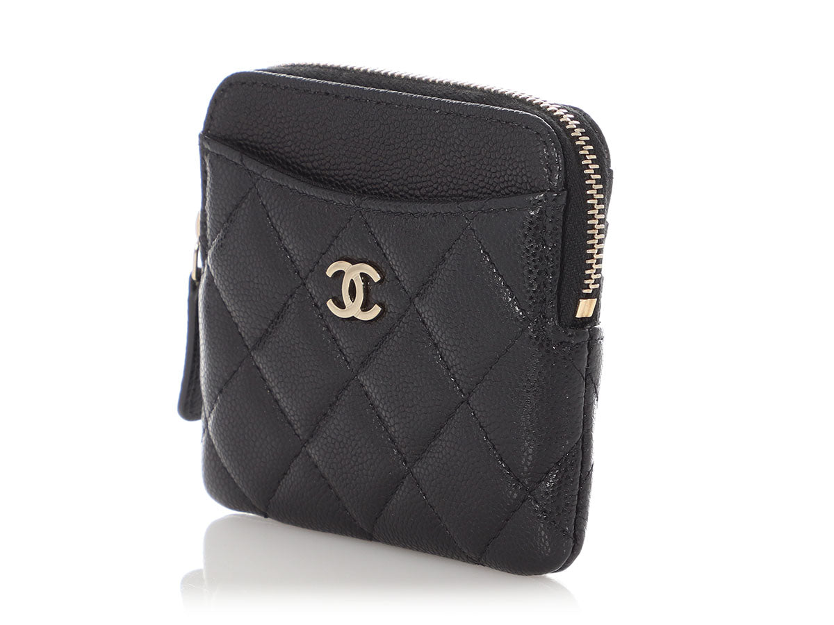 Chanel Black Quilted Caviar Zip Coin Purse