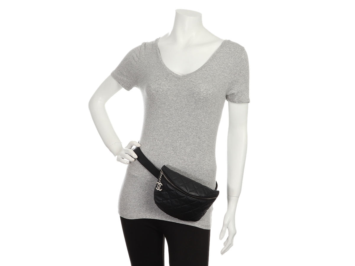 Chanel Black Quilted Caviar Uniform Waist Bag
