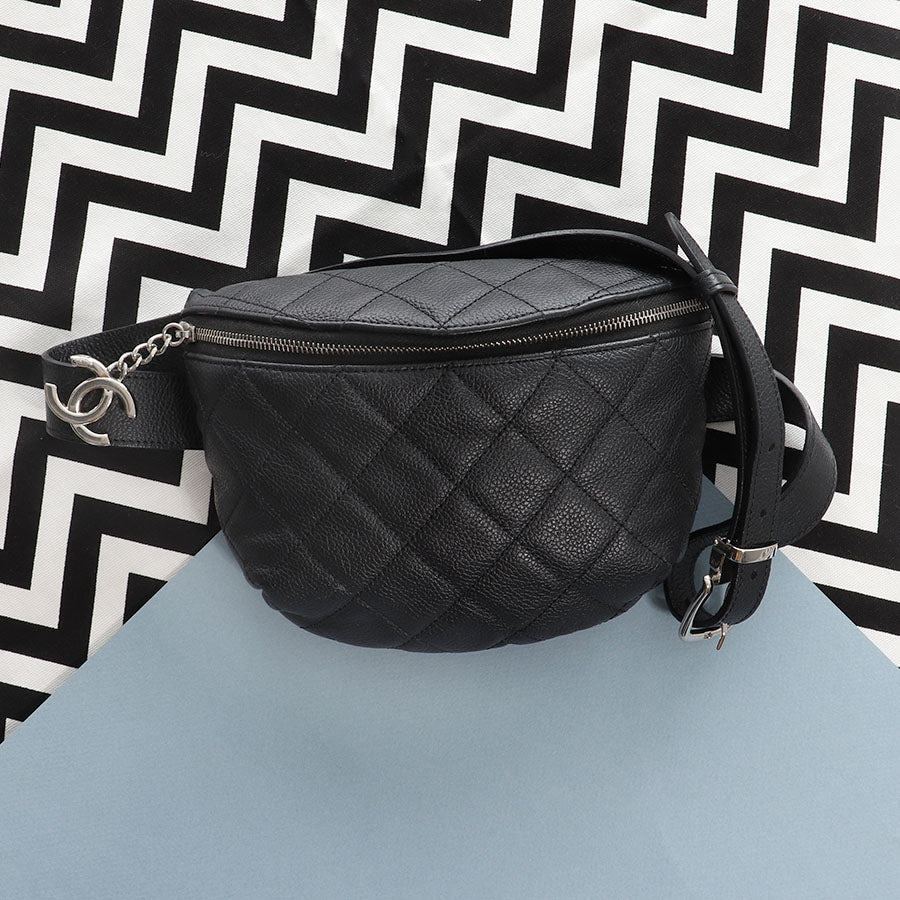 Chanel Black Quilted Caviar Uniform Waist Bag